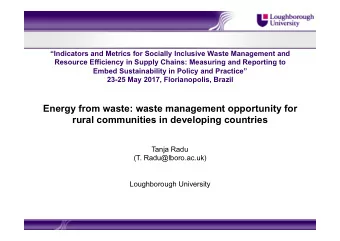 Energy from waste: waste management opportunity for rural communities in developing countries