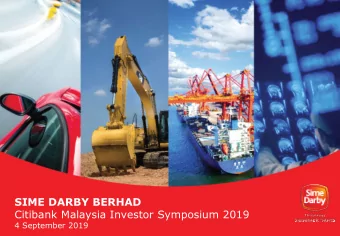 SIME DARBY BERHAD  Citibank Malaysia Investor Symposium 2019  4 September 2019  STRICTLY PRIVATE