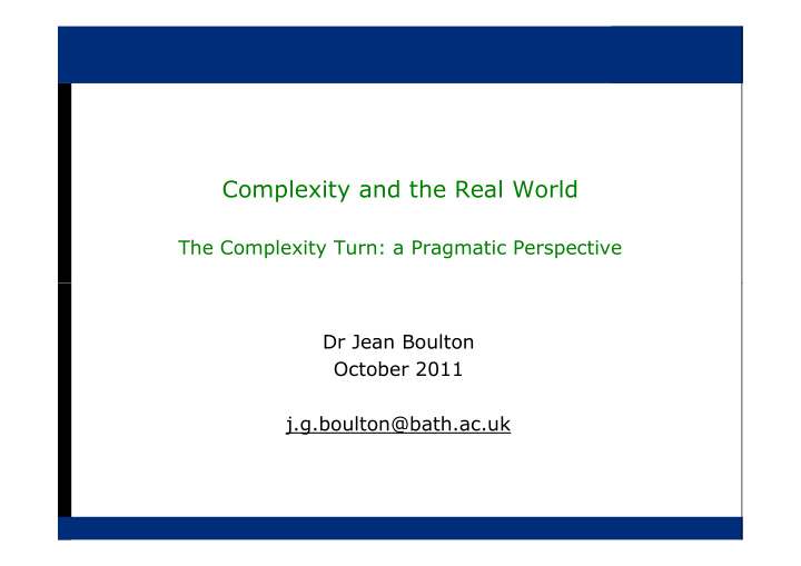 complexity and the real world