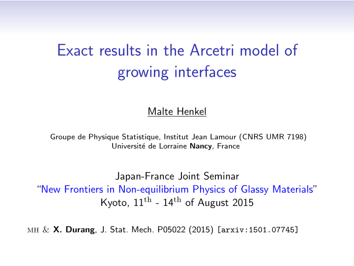 exact results in the arcetri model of growing interfaces
