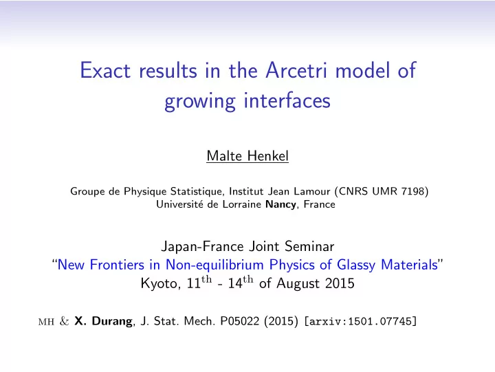 exact results in the arcetri model of growing interfaces