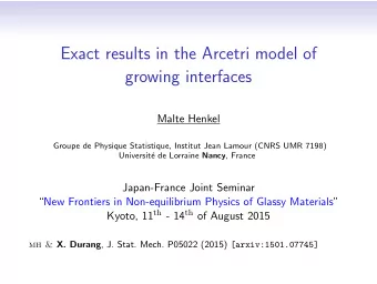 Exact results in the Arcetri model of  growing interfaces  Malte Henkel  Groupe de Physique