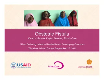 Obstetric Fistula  Karen J. Beattie, Project Director, Fistula Care  Silent Suffering: Maternal