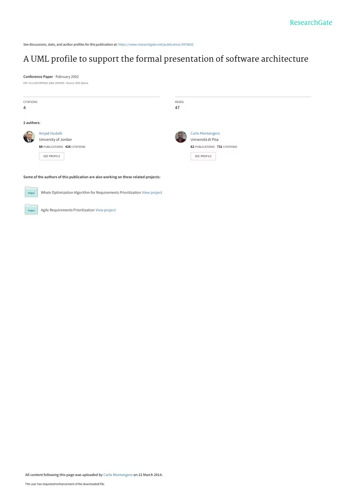 a uml profile to support the formal presentation of