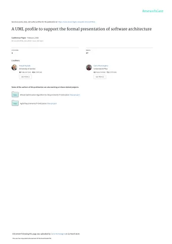 A UML profile to support the formal presentation of software architecture Conference Paper