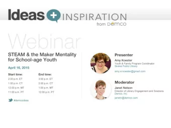 STEAM &amp; the Maker  Mentality for School-Age  Youth  Amy Koester | Demco April 2015  Hi! Im