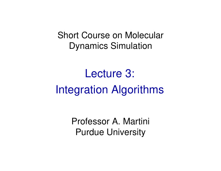 lecture 3 integration algorithms