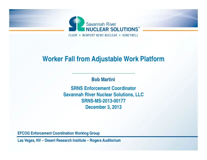 worker fall from adjustable work platform