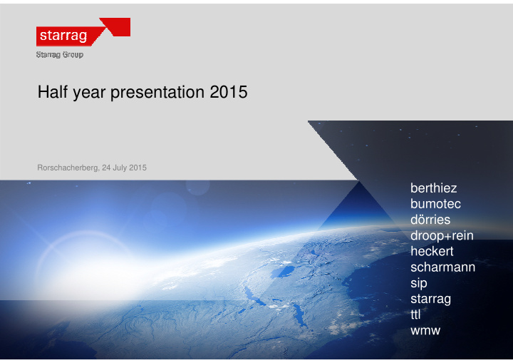 half year presentation 2015