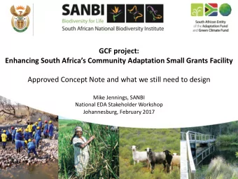Enhancing South Africas Community Adaptation Small Grants Facility  Approved Concept Note and