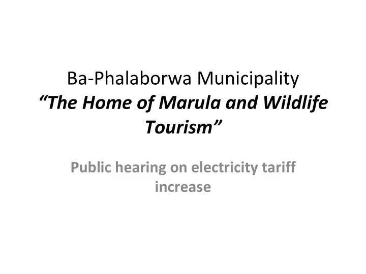 ba phalaborwa municipality the home of marula and