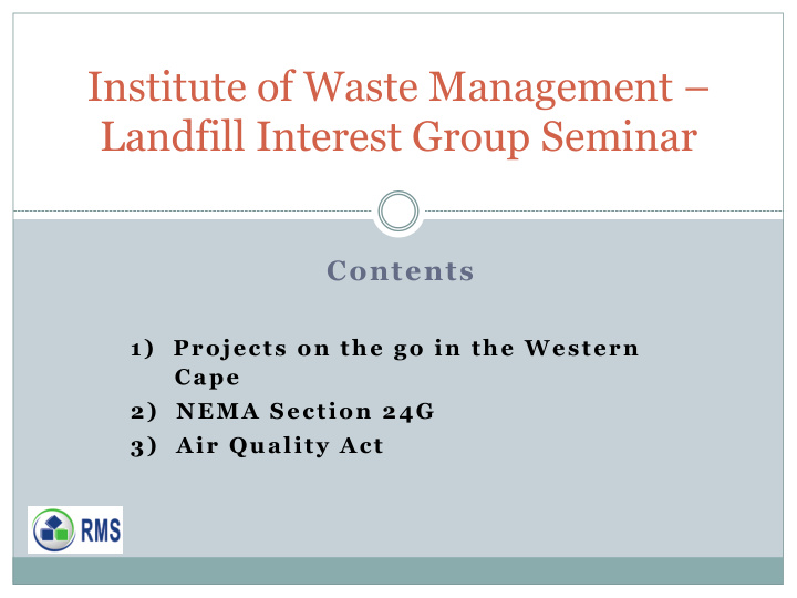 institute of waste management landfill interest group
