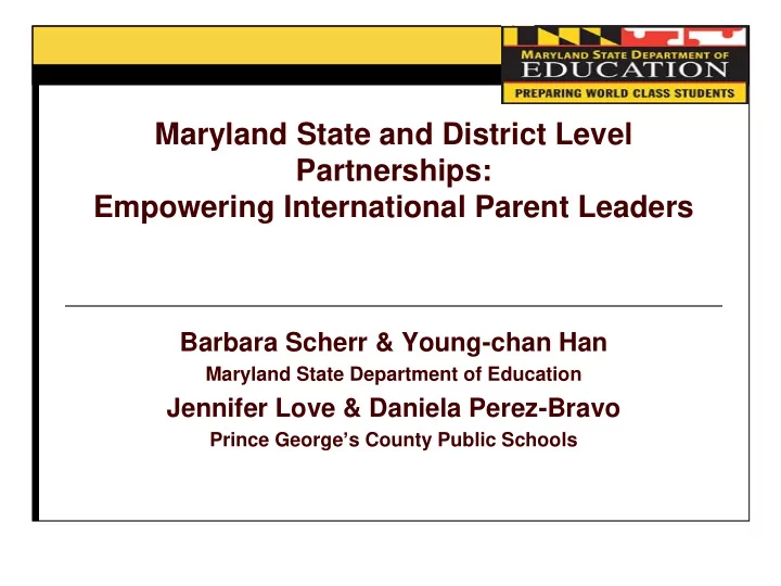 maryland state and district level