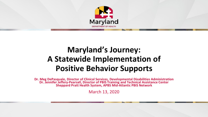 maryland s journey a statewide implementation of positive