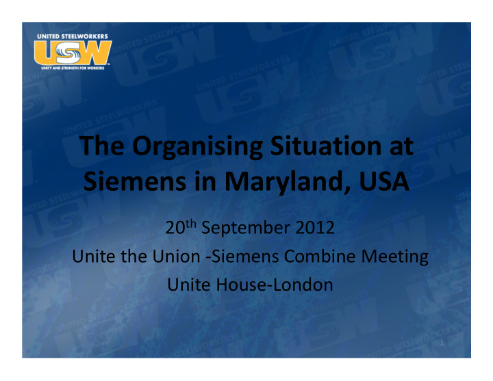 the organising situation at siemens in maryland usa