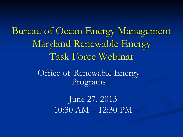 bureau of ocean energy management maryland renewable