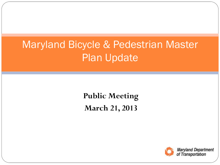 maryland bicycle pedestrian master plan update