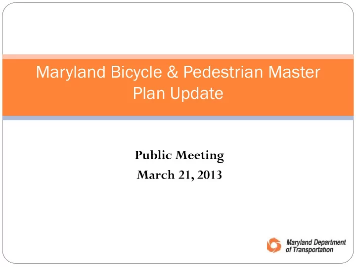 maryland bicycle pedestrian master plan update