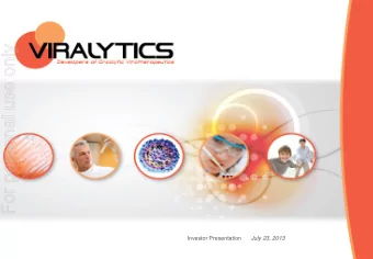 For personal use only Investor Presentation July 23, 2013  Disclaimer  For personal use only