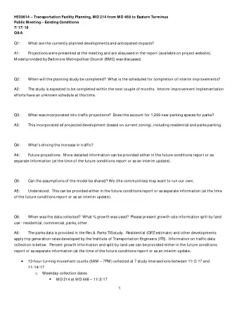 13-hour turning movement counts (6AM  7PM) collected at 7 study intersections between 11/ 2/