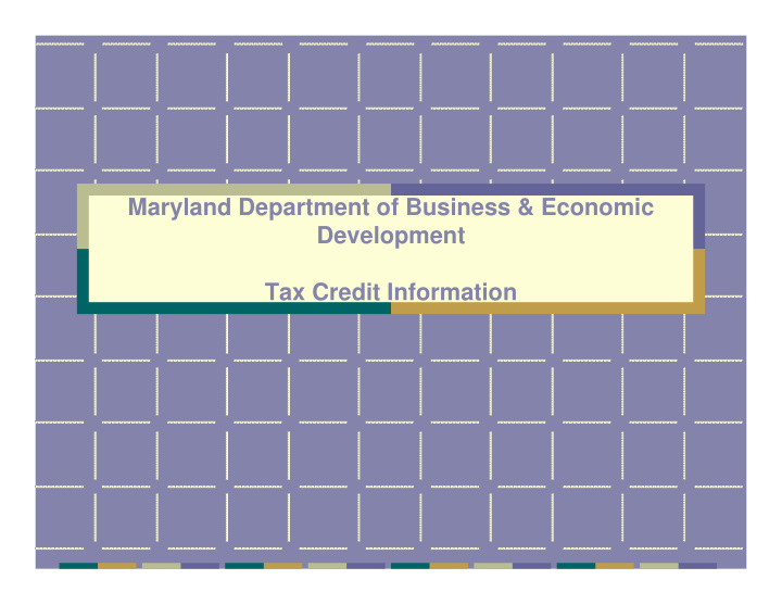 maryland department of business economic development tax