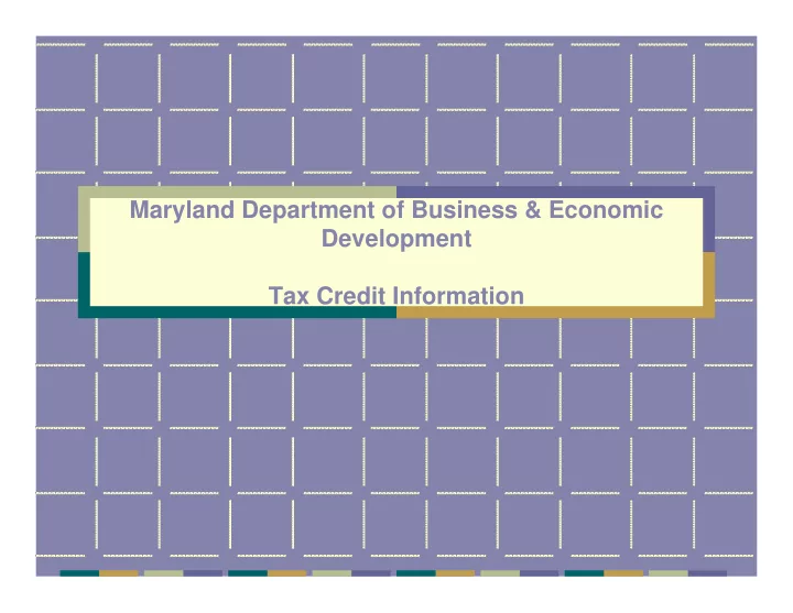 maryland department of business economic development tax