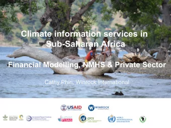 Climate information services in  Sub-Saharan Africa  Financial Modelling, NMHS &amp; Private Sector