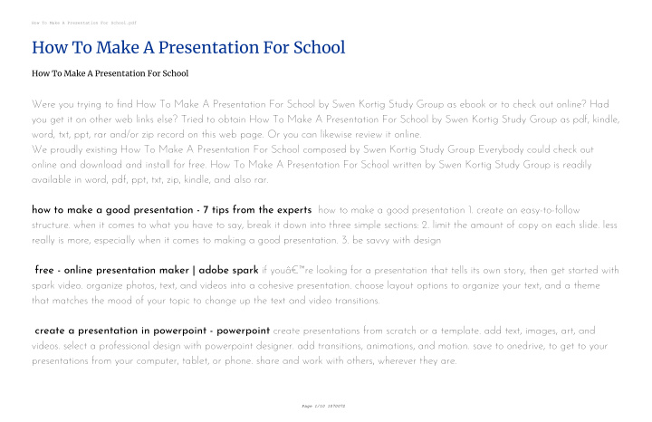 how to make a presentation for school
