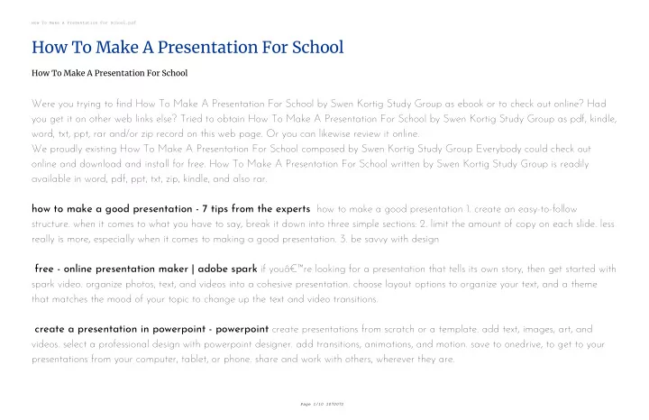 how to make a presentation for school