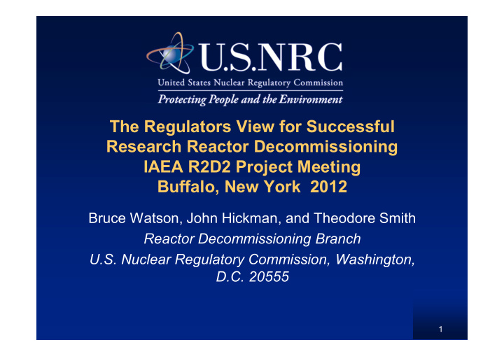 the regulators view for successful research reactor