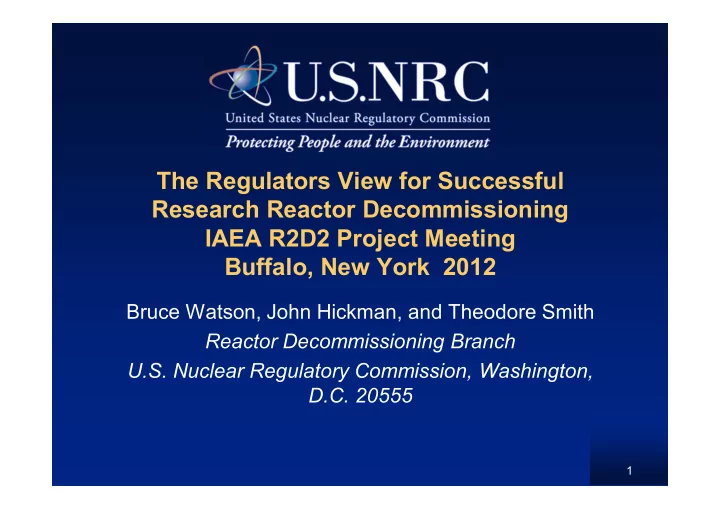 the regulators view for successful research reactor