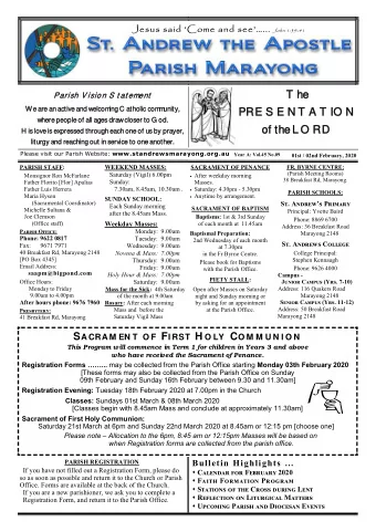 T he  he  Parish V ision S t at ement  We are an  We are an acti  active and  and we  welcom  ing