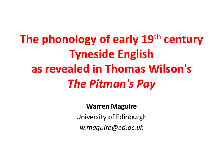 the phonology of early 19 th century