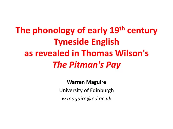 the phonology of early 19 th century