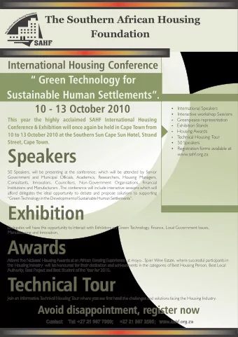 Speakers  www.sahf.org.za  50 Speakers, will be presenting at the conference, which will be