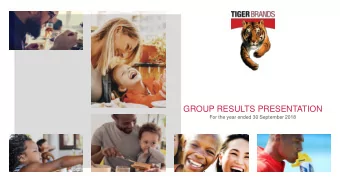 GROUP RESULTS PRESENTATION  For the year ended 30 September 2018  Index  Overview  Financial &amp;