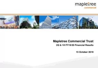 Mapletree Commercial Trust  2Q &amp; 1H FY19/20 Financial Results  15 October 2019  0  Important