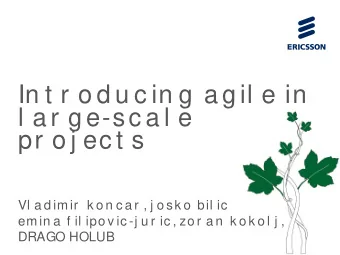 In t r o d u c in g a gil e in  l a r ge-sc a l e  pr o j ec t s  Vl a d imir  k o n c a r , j o sk