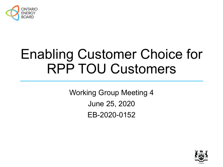 enabling customer choice for rpp tou customers