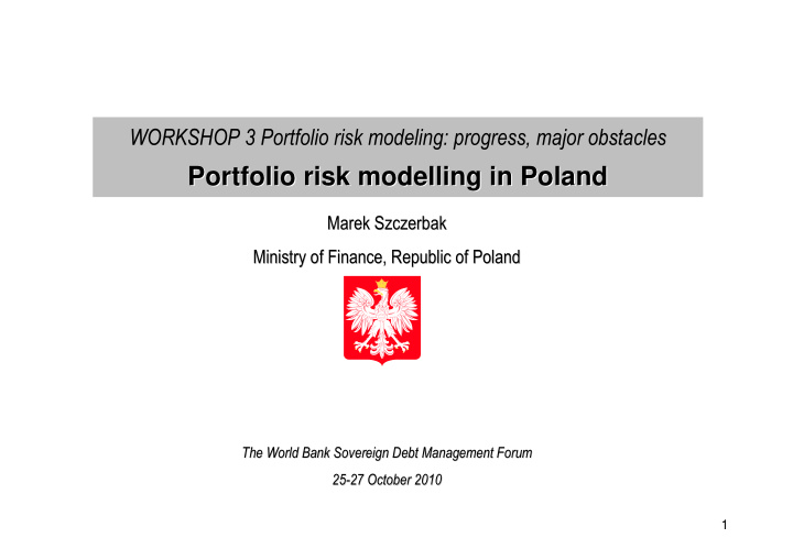 portfolio risk modelling in poland portfolio risk