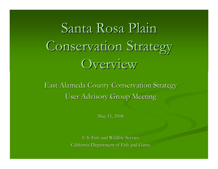 santa rosa plain santa rosa plain conservation strategy