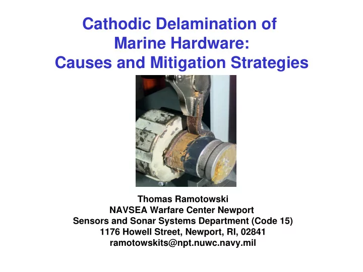 cathodic delamination of marine hardware causes and