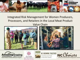 Integrated Risk Management for Women Producers,  Processors, and Retailers in the Local Meat