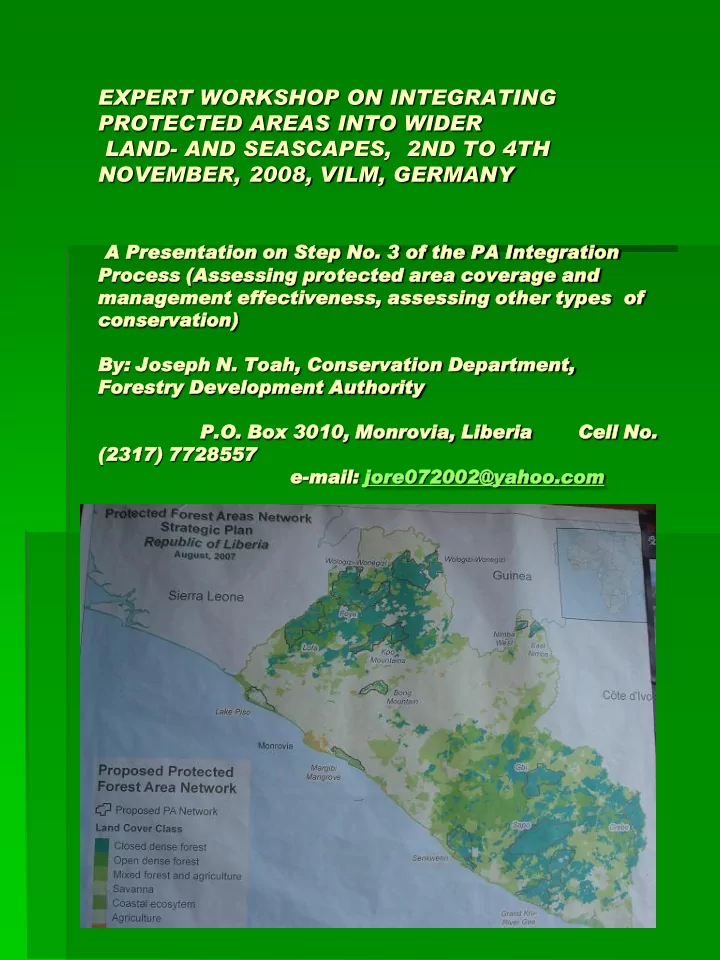 expert workshop on integrating protected areas into wider