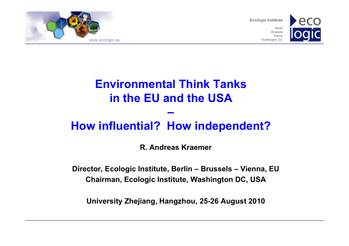environmental think tanks in the eu and the usa how