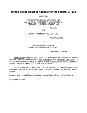 United States Court of Appeals for the Federal Circuit  2008-1600  ORTHO-MCNEIL PHARMACEUTICAL,