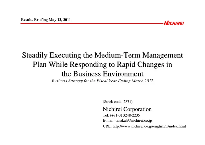 steadily executing the medium term management term