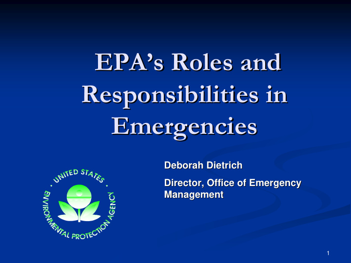 epa s roles and s roles and epa responsibilities in
