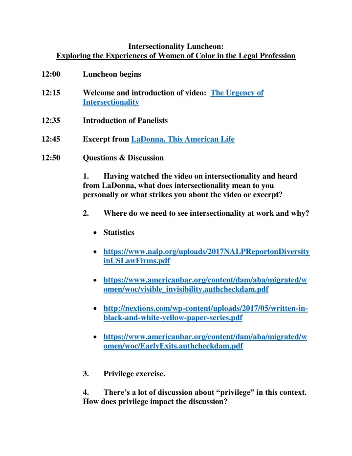 intersectionality luncheon exploring the experiences of