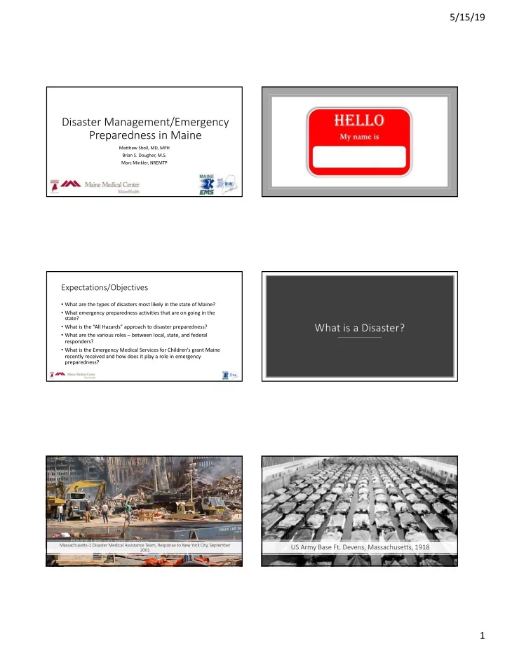 disaster management emergency preparedness in maine